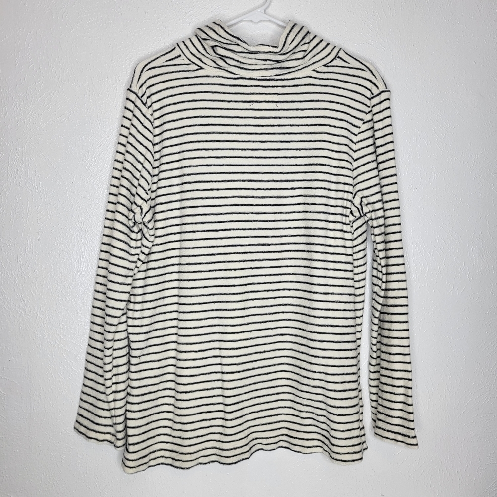 Lou & Grey Navy & White Stripe Mock Neck Sweater Women's Size Large - Picture 9 of 11